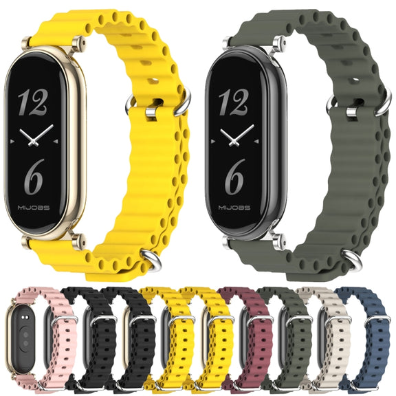 For Xiaomi Smart Band 10 / 9 / 8 Mijobs GT4 Marine Silicone Breathable Watch Band(Dark Blue Silver)