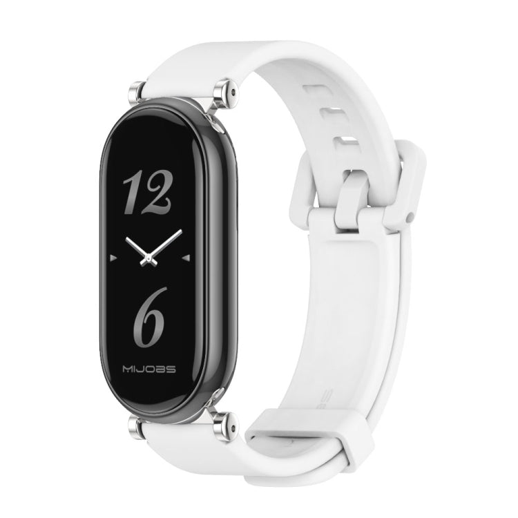 For Xiaomi Smart Band 10 / 9 / 8 Mijobs GT4 Silicone Breathable Watch Band(White Silver)
