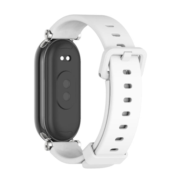 For Xiaomi Smart Band 10 / 9 / 8 Mijobs GT4 Silicone Breathable Watch Band(White Silver)