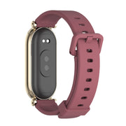 For Xiaomi Smart Band 10 / 9 / 8 Mijobs GT4 Silicone Breathable Watch Band(Wine Red Light Gold)