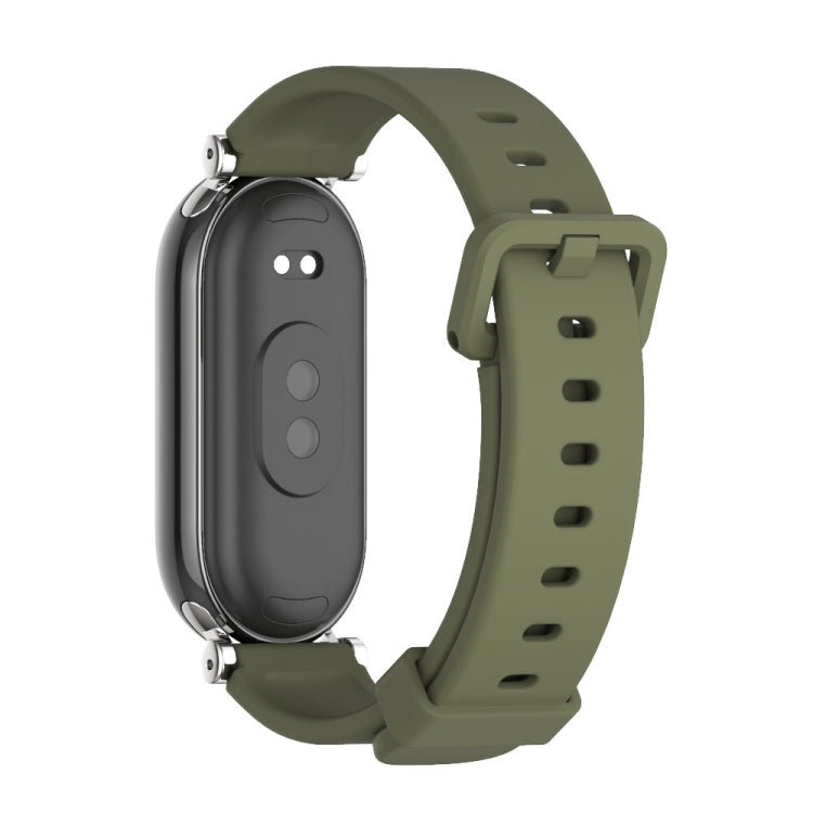 For Xiaomi Smart Band 10 / 9 / 8 Mijobs GT4 Silicone Breathable Watch Band(Army Green Silver)