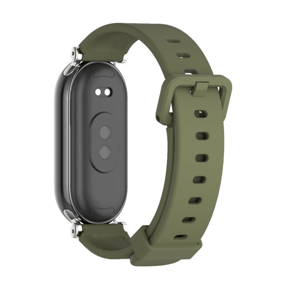 For Xiaomi Smart Band 10 / 9 / 8 Mijobs GT4 Silicone Breathable Watch Band(Army Green Silver)