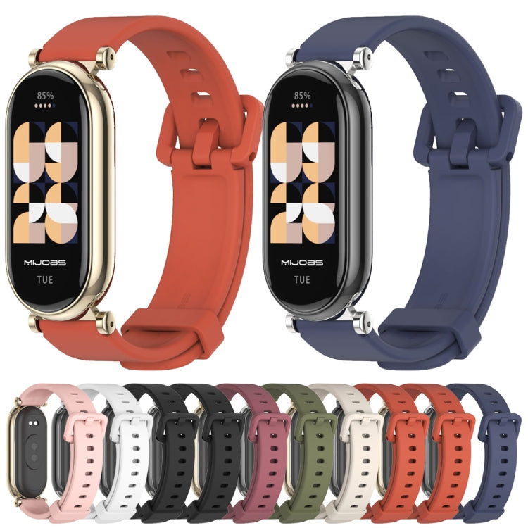 For Xiaomi Smart Band 10 / 9 / 8 Mijobs GT4 Silicone Breathable Watch Band(White Silver)