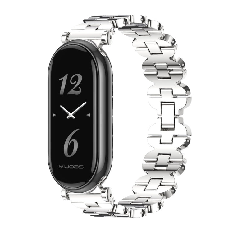 For Xiaomi Smart Band 10 / 9 / 8 Mijobs GT4 Bone Chain Metal Watch Band(Silver)