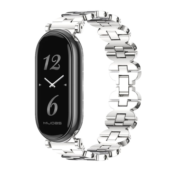 For Xiaomi Smart Band 10 / 9 / 8 Mijobs GT4 Bone Chain Metal Watch Band(Silver)