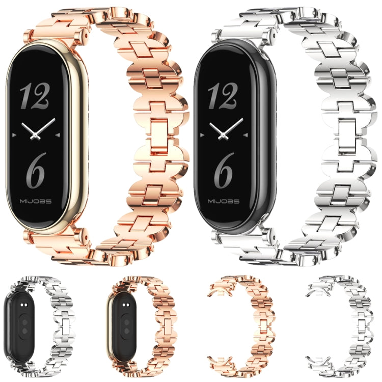 For Xiaomi Smart Band 10 / 9 / 8 Mijobs GT4 Bone Chain Metal Watch Band(Rose Gold)