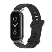 For Xiaomi Smart Band 10 / 9 / 8 Mijobs GT4 Flat Hole Silicone Watch Band(Black Silver)