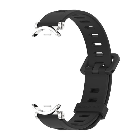 For Xiaomi Smart Band 10 / 9 / 8 Mijobs GT4 Flat Hole Silicone Watch Band(Black Silver)