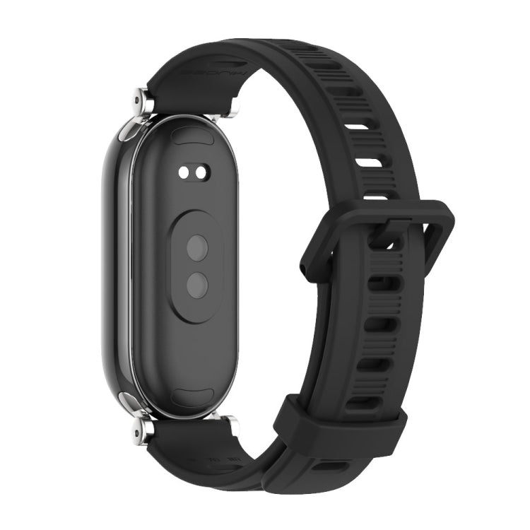 For Xiaomi Smart Band 10 / 9 / 8 Mijobs GT4 Flat Hole Silicone Watch Band(Black Silver)