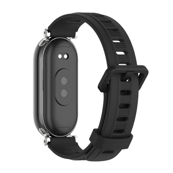 For Xiaomi Smart Band 10 / 9 / 8 Mijobs GT4 Flat Hole Silicone Watch Band(Black Silver)