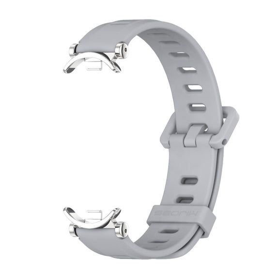 For Xiaomi Mi Band 8 Mijobs GT4 Flat Hole Silicone Watch Band(Grey Silver)