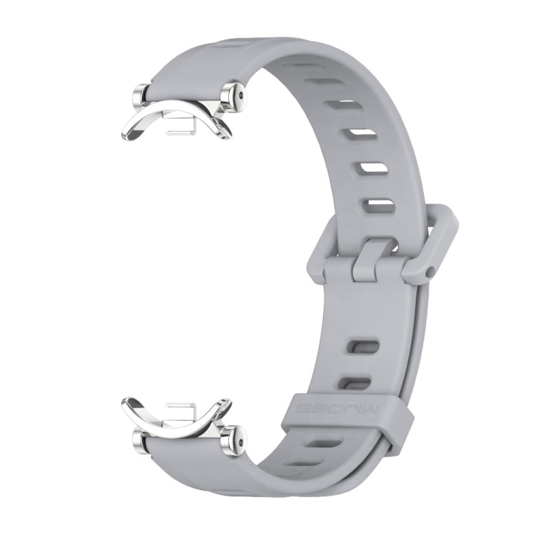 For Xiaomi Mi Band 8 Mijobs GT4 Flat Hole Silicone Watch Band(Grey Silver)