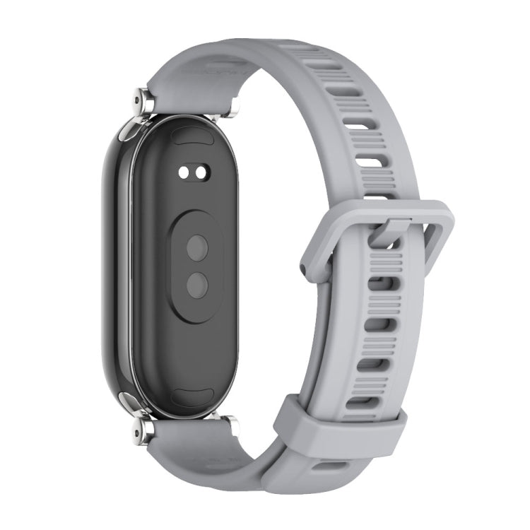 For Xiaomi Mi Band 8 Mijobs GT4 Flat Hole Silicone Watch Band(Grey Silver)