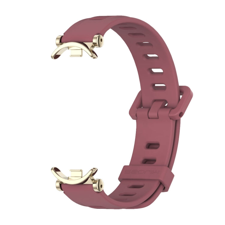 For Xiaomi Smart Band 10 / 9 / 8 Mijobs GT4 Flat Hole Silicone Watch Band(Wine Red Light Gold)