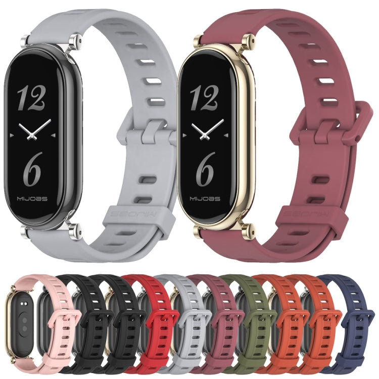 For Xiaomi Mi Band 8 Mijobs GT4 Flat Hole Silicone Watch Band(Grey Silver)