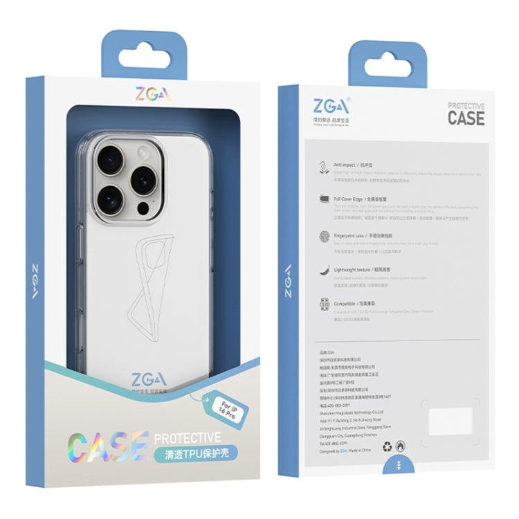 For iPhone 16 Plus ZGA Clear TPU Shockproof Phone Case(Transparent)