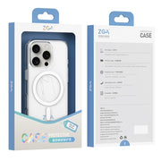 For iPhone 16 Pro Max ZGA Magsafe Clear PC Hybrid TPU Phone Case(Transparent)