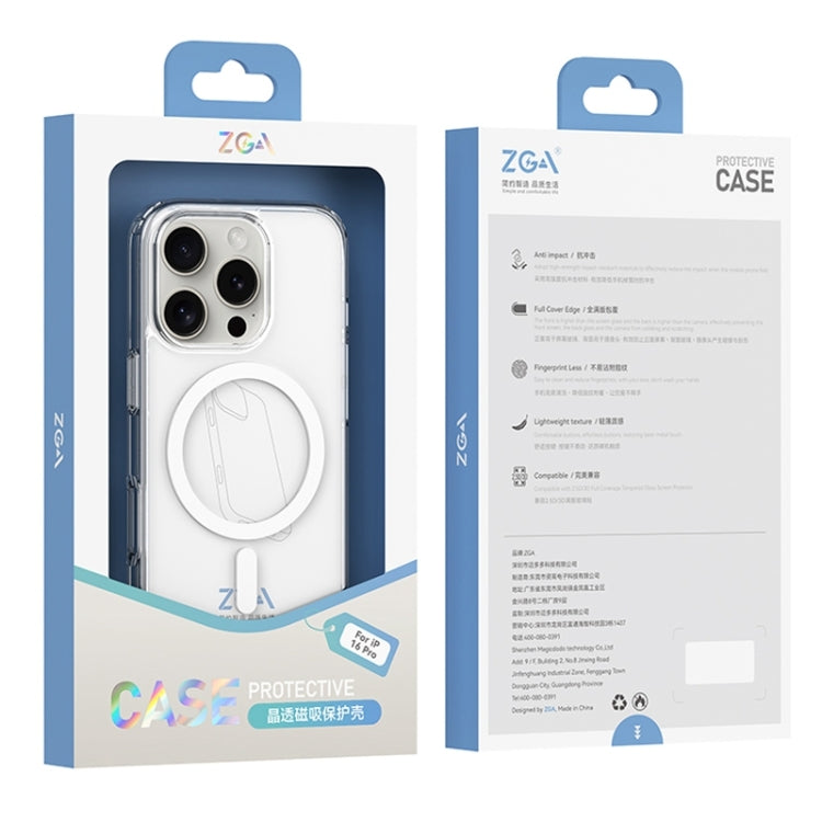 For iPhone 16 Plus ZGA Magsafe Clear PC Hybrid TPU Phone Case(Transparent)