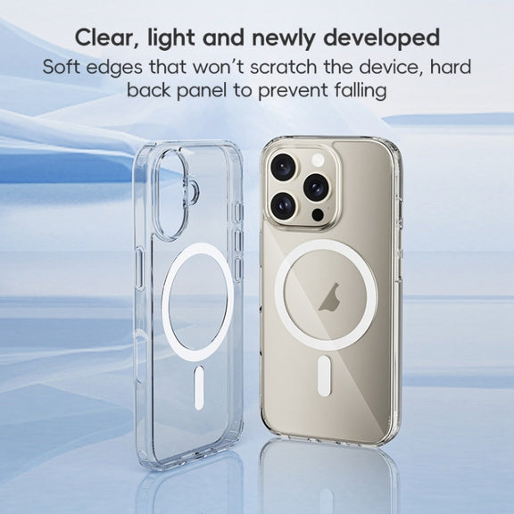 For iPhone 16 ZGA Magsafe Clear PC Hybrid TPU Phone Case(Transparent)