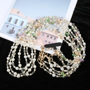 Mobile Phone Anti-lost Long Chain Flash Diamond Pearl Crossbody Lanyard(Light Yellow)