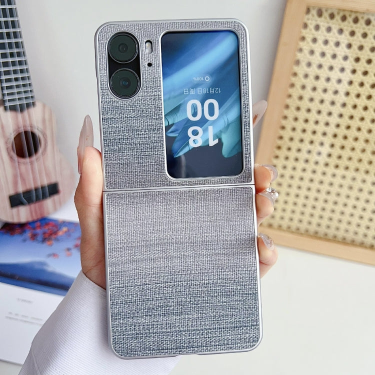 For OPPO Find N2 Flip Illusory Color Leather Texture PC Phone Case(Blue)