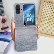 For OPPO Find N2 Flip Illusory Color Leather Texture PC Phone Case(Blue)