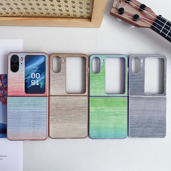 For OPPO Find N2 Flip Illusory Color Leather Texture PC Phone Case(Blue)
