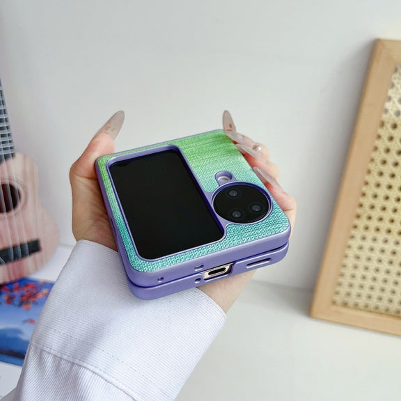 For OPPO Find N3 Flip Illusory Color Leather Texture PC Phone Case(Pink)