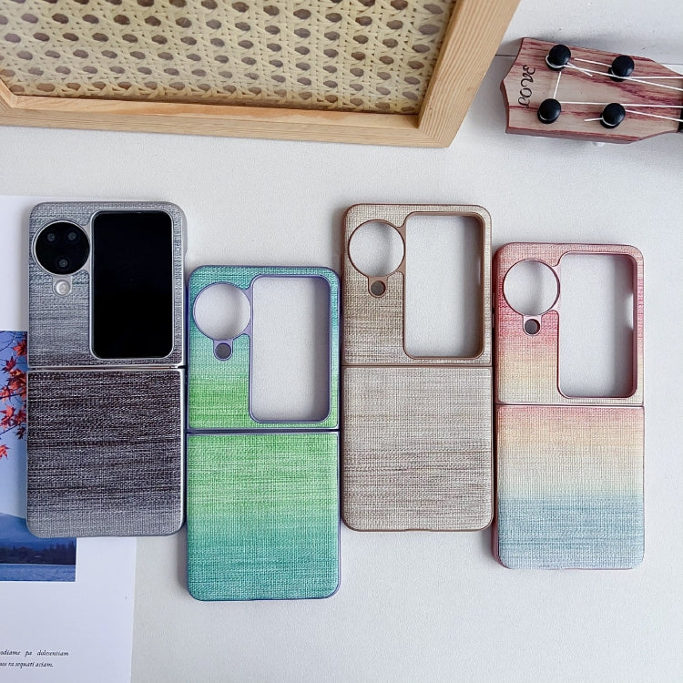 For OPPO Find N3 Flip Illusory Color Leather Texture PC Phone Case(Pink)