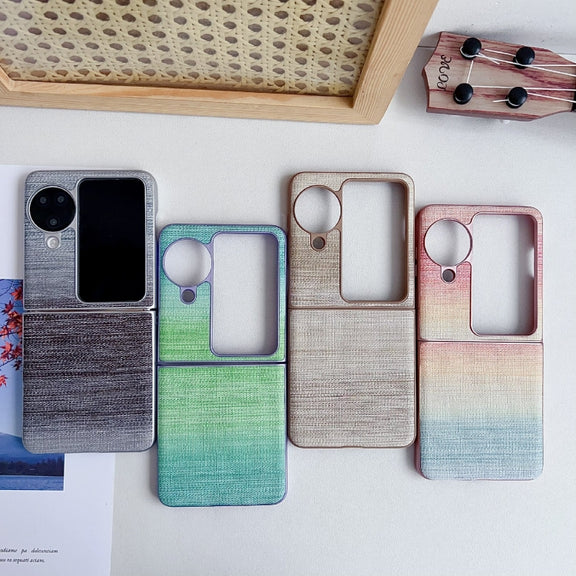 For OPPO Find N3 Flip Illusory Color Leather Texture PC Phone Case(Pink)