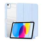 For iPad 2025 / 2022 ZGA Tri-Fold Voltage Smart Leather Tablet Case(Ice Blue)