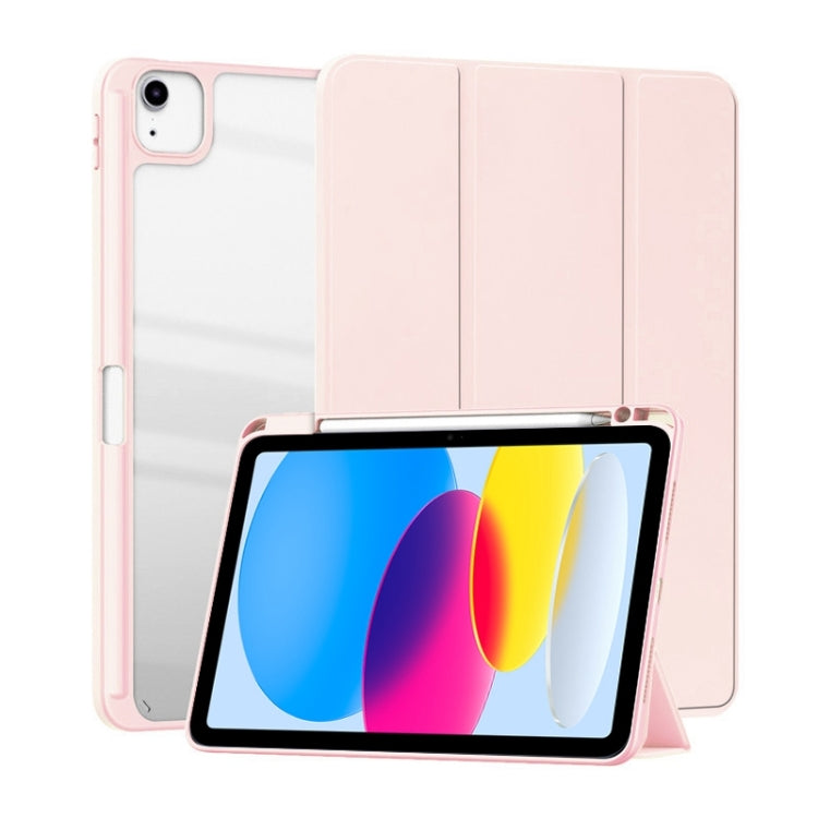 For iPad 2025 / 2022 ZGA Tri-Fold Voltage Smart Leather Tablet Case(Pink)