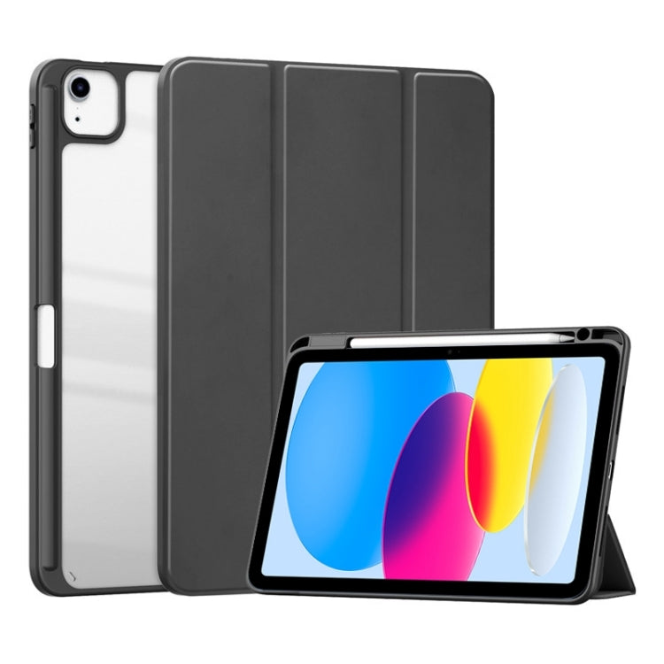 For iPad 2025 / 2022 ZGA Tri-Fold Voltage Smart Leather Tablet Case(Black)