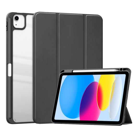 For iPad 2025 / 2022 ZGA Tri-Fold Voltage Smart Leather Tablet Case(Black)