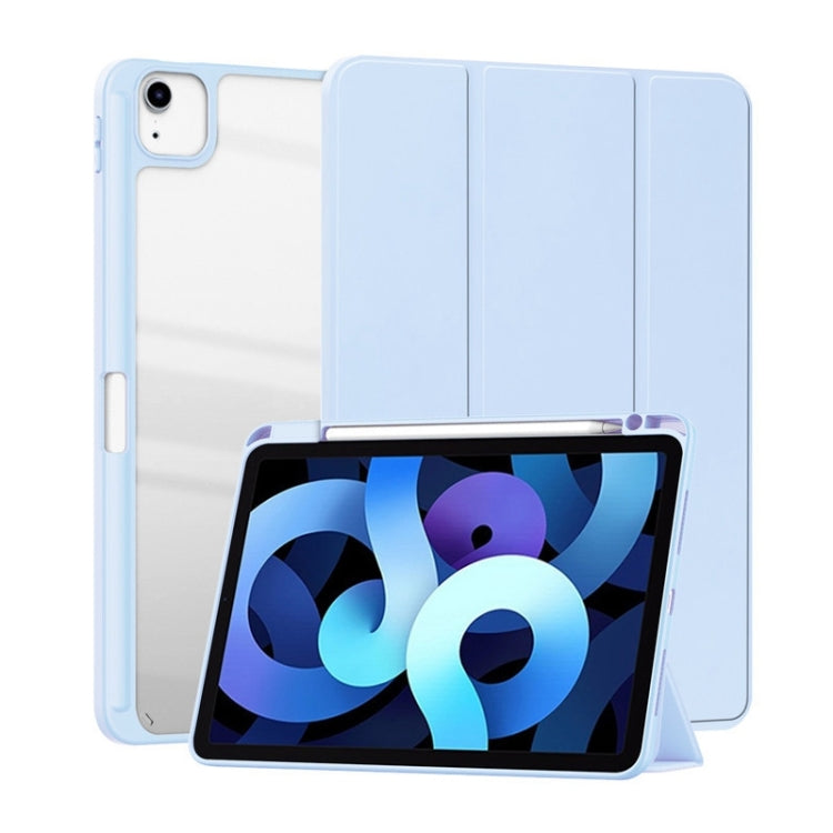 For iPad Air 10.9 2022 / 2020 ZGA Tri-Fold Voltage Smart Leather Tablet Case(Ice Blue)