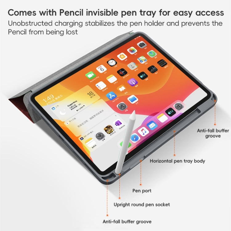 For iPad Pro 12.9 2022/2021/2020 ZGA Tri-Fold Voltage Smart Leather Tablet Case(Grey)