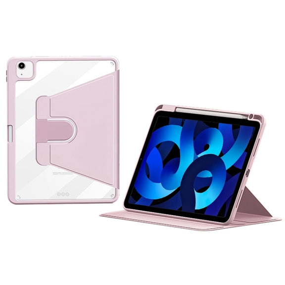 For iPad Air 10.9 2022 / 2020 ZGA Tri-Fold 360 Rotation Smart Leather Tablet Case(Pink)