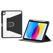 For iPad 2025 / 2022 ZGA Tri-Fold 360 Rotation Smart Leather Tablet Case(Black)