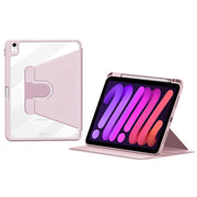 For iPad mini 6 / mini 2024 ZGA Tri-Fold 360 Rotation Smart Leather Tablet Case(Pink)