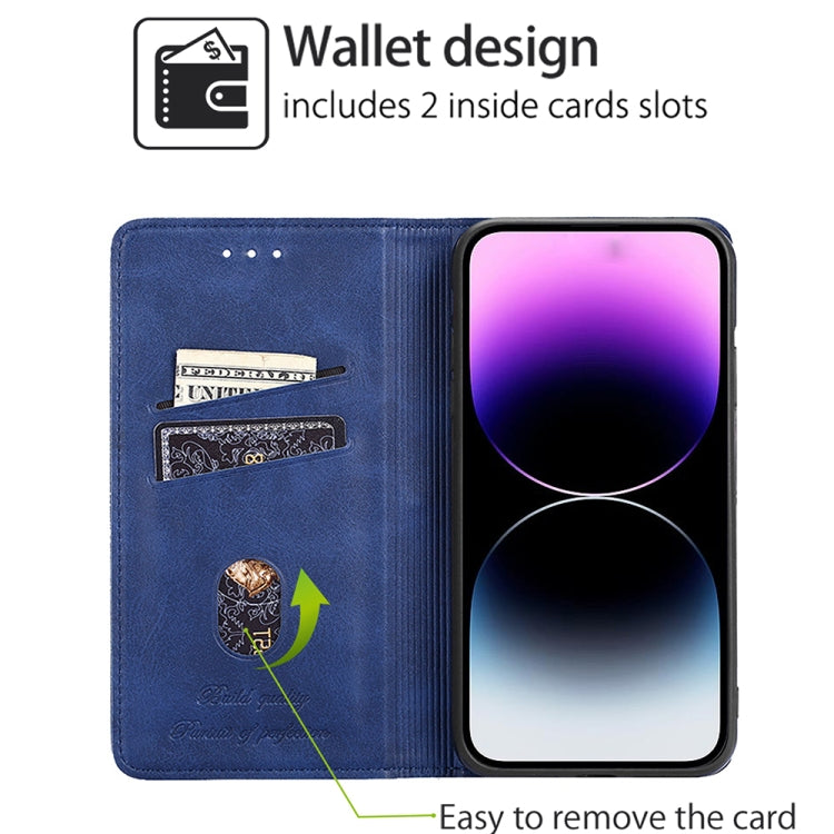 For Motorola Moto G Play 4G 2024 Cow Texture Magnetic Leather Phone Case(Blue)