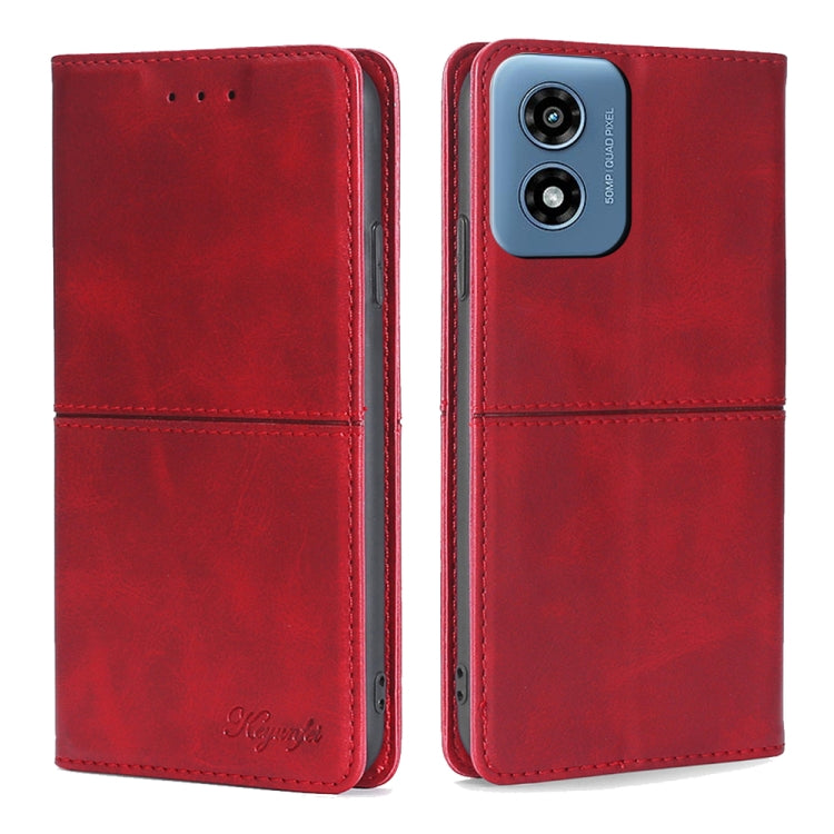 For Motorola Moto G Play 4G 2024 Cow Texture Magnetic Leather Phone Case(Red)