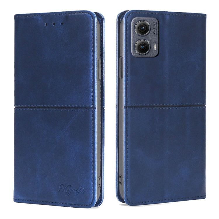 For Motorola Edge 5G 2024 Cow Texture Magnetic Leather Phone Case(Blue)