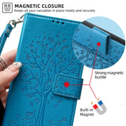 For Realme C53 4G / Narzo N53 4G Tree & Deer Embossed Leather Phone Case(Blue)