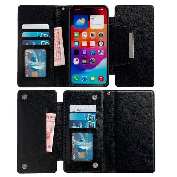 For iPhone 16 Pro Max Multifunctional 7-Cards Wallet Leather Phone Case(Black)