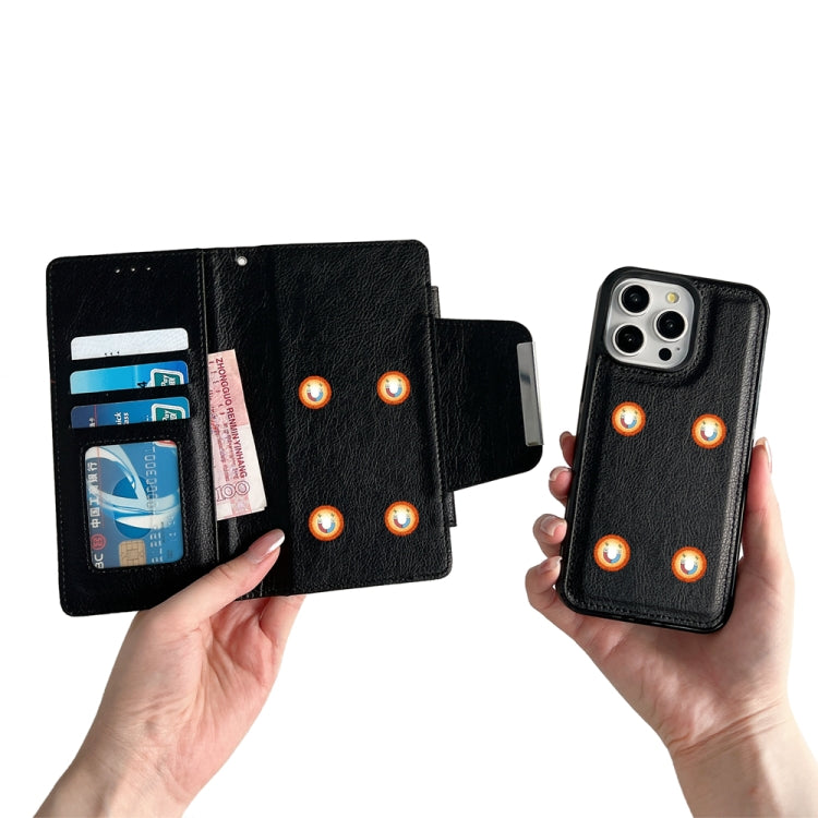For iPhone 16 Pro Max Multifunctional 7-Cards Wallet Leather Phone Case(Black)