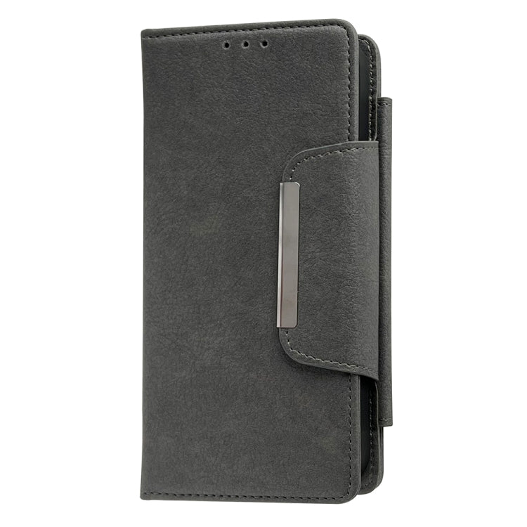 For iPhone 16 Pro Max Multifunctional Seven Cards Wallet Leather Phone Case(Grey)