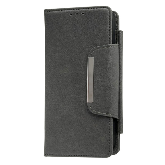 For iPhone 16 Pro Max Multifunctional Seven Cards Wallet Leather Phone Case(Grey)