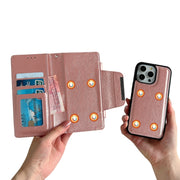 For iPhone 16 Pro Max Multifunctional Seven Cards Wallet Leather Phone Case(Rose Gold)