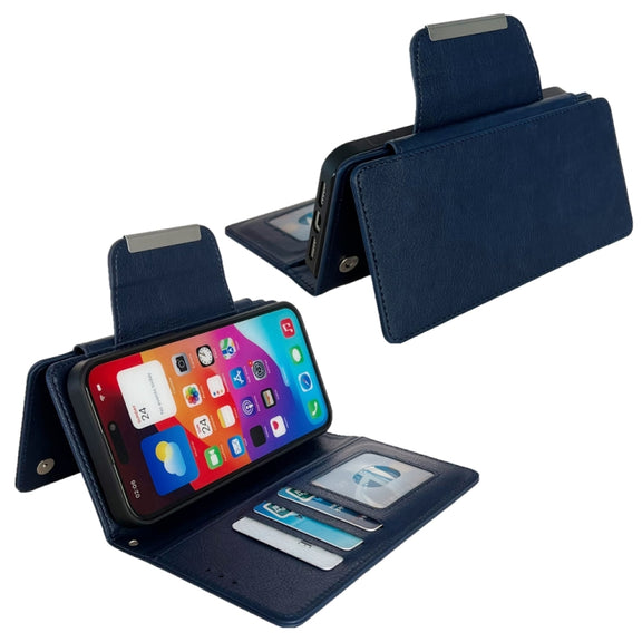 For iPhone 16 Pro Max Multifunctional Seven Cards Wallet Leather Phone Case(Royal Blue)