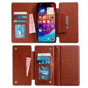 For iPhone 16 Pro Max Multifunctional Seven Cards Wallet Leather Phone Case(Brown)